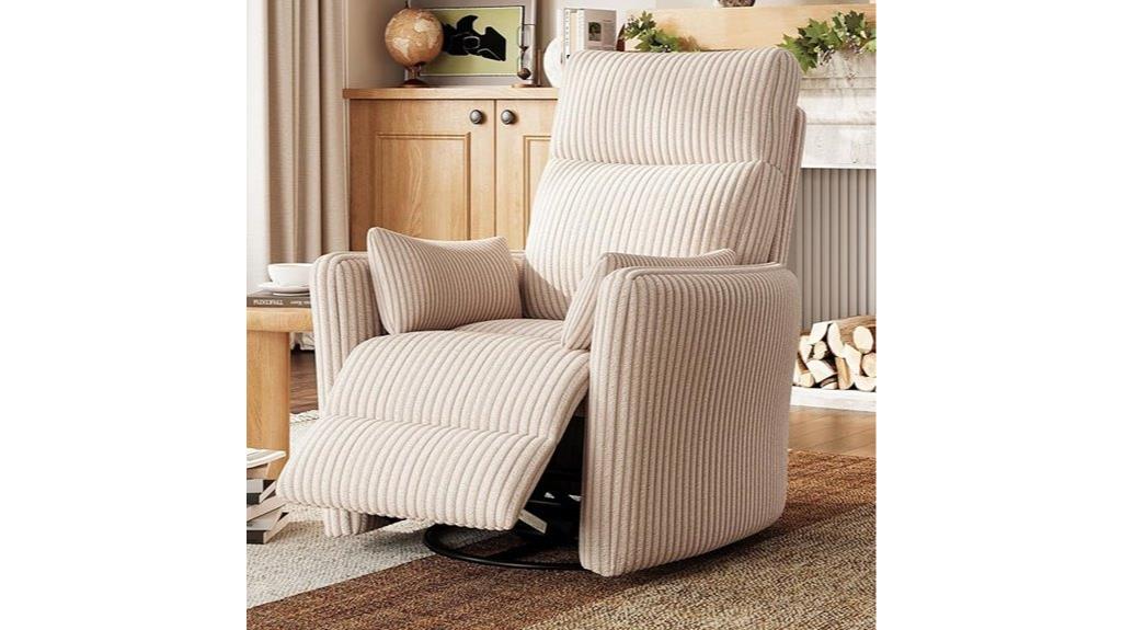 swivel recliner with pillows
