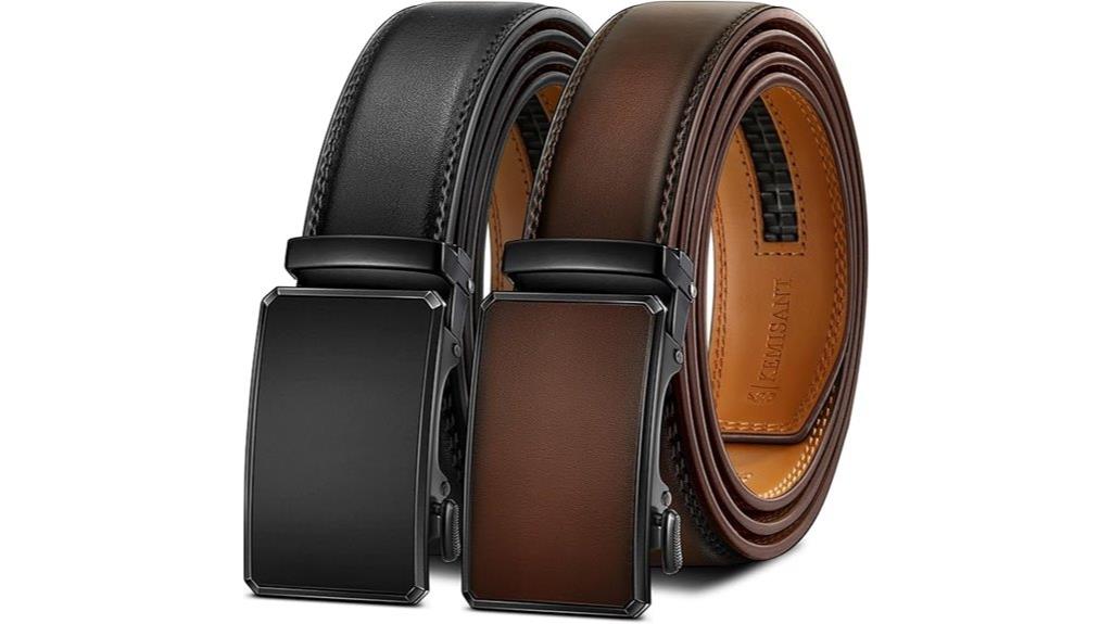 two leather ratchet belts