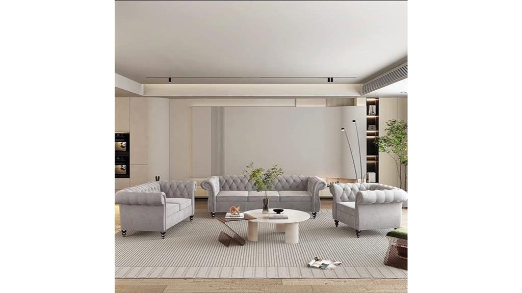 velvet chesterfield living set