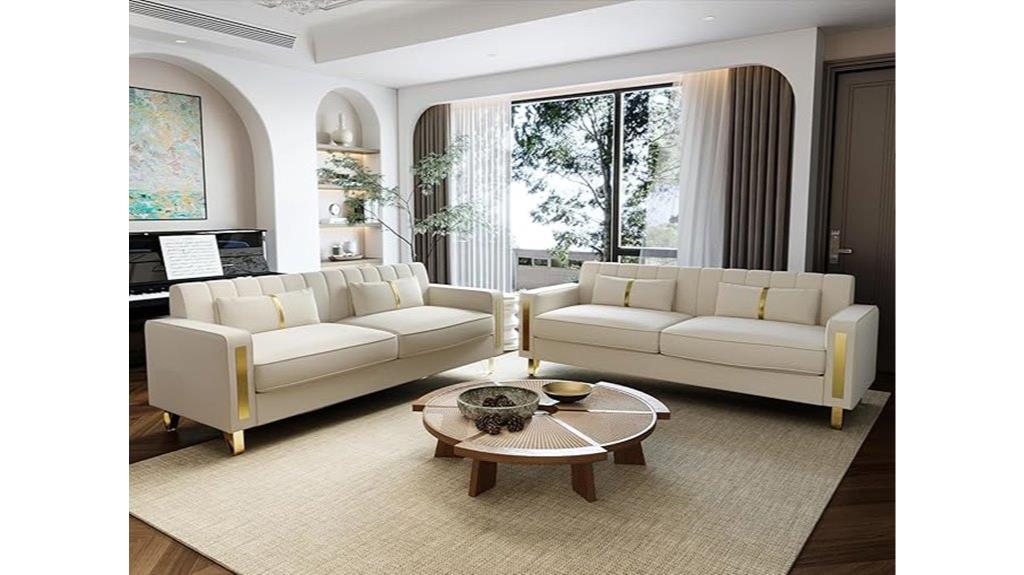 velvet loveseat with pillows