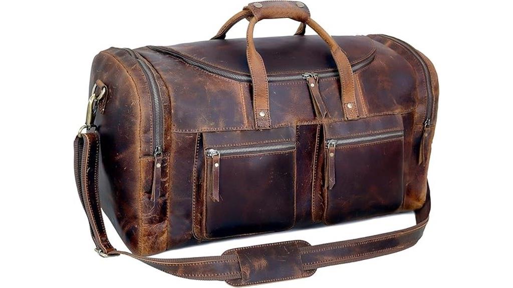 vintage leather duffel bag