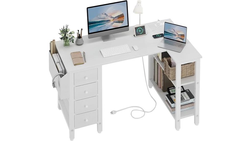 white l shaped desk