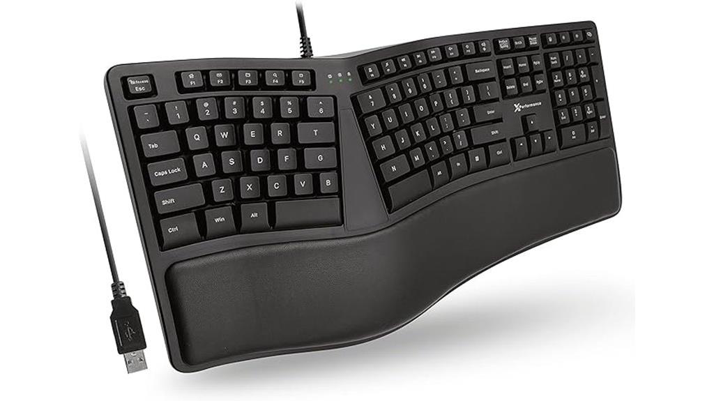 wired ergonomic keyboard with wrist rest