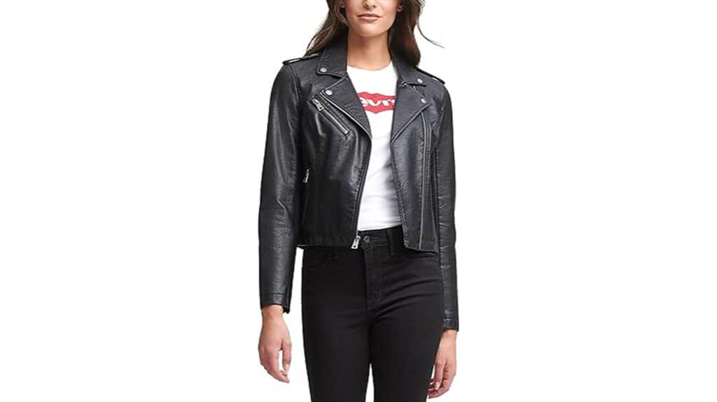 women s faux leather moto jacket