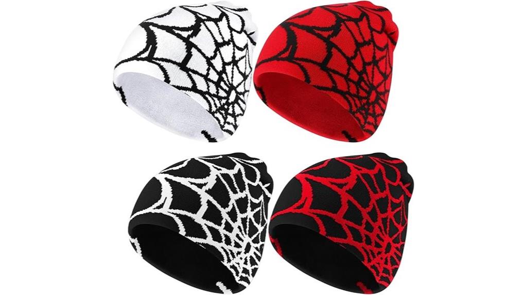 y2k spider web beanies