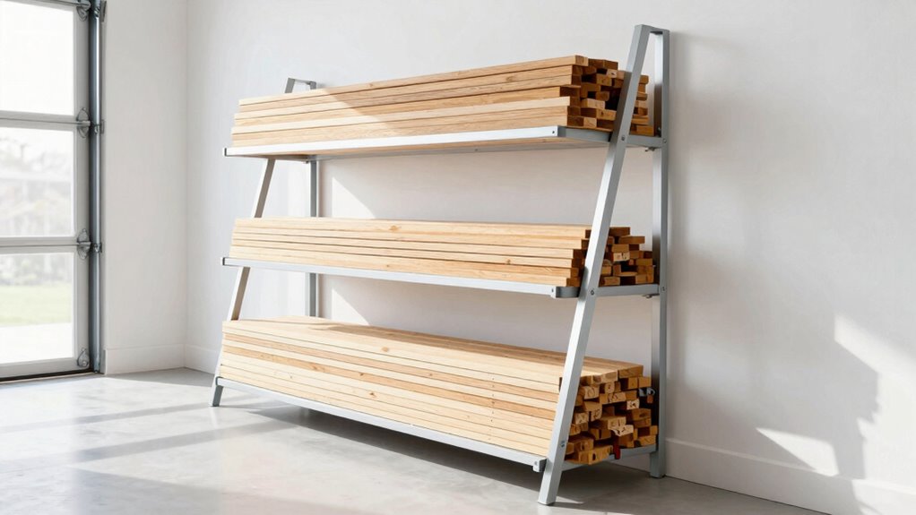 folding wall mounted lumber rack