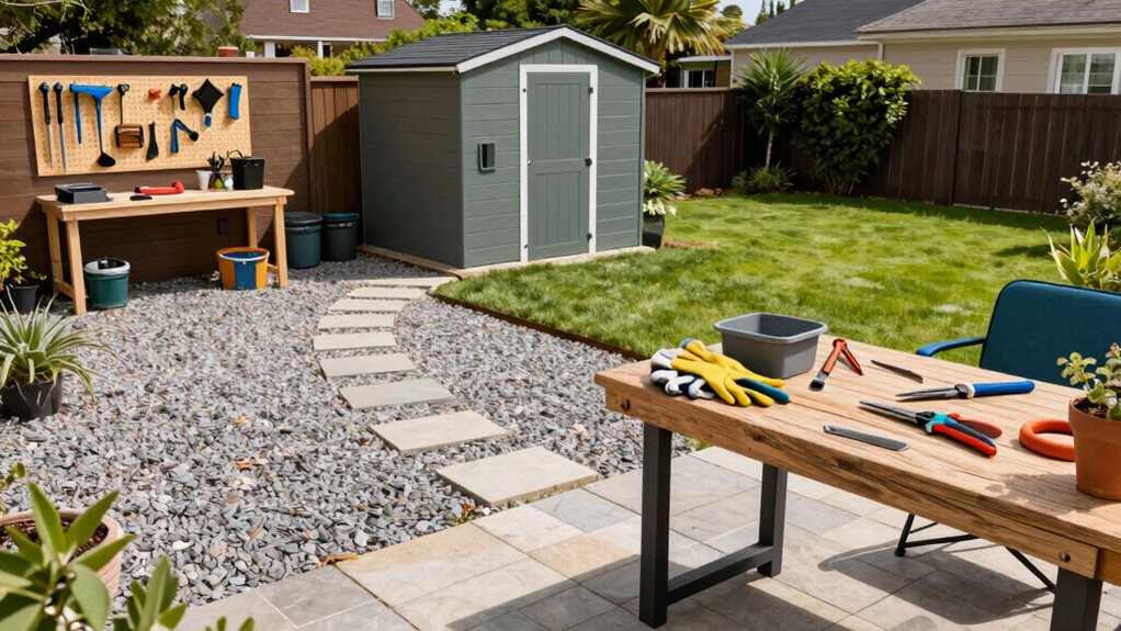 organized outdoor workspace zones