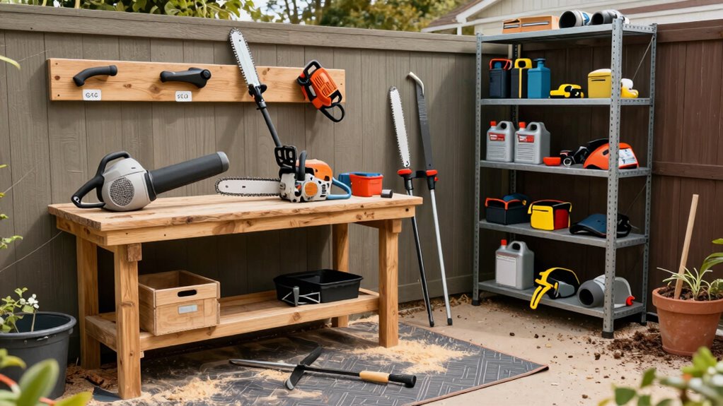 organized safe outdoor workspace