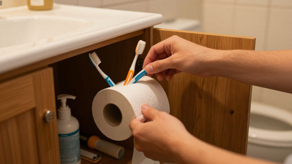 Ditch Bulky Bathroom Organizers: Reuse A Toilet Paper Roll For Smarter Storage