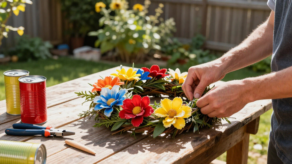 DIYer Transforms Old Tin Cans Into The Cutest Wreath